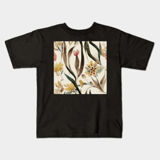 Boho Vintage Watercolor Floral Botanical Design Kids T-Shirt